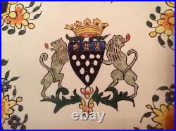 Antique French Faience Hand Painted Plate Rouen Coat of Arms