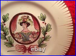 Antique French Faience Hand Painted Portrait Plate c. 1800's