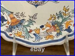 Antique French Faience Hand Painted Pottery Plate
