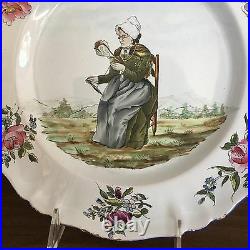 Antique French Faience Hand Painted Pottery Signed Plate