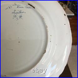 Antique French Faience Hand Painted Pottery Signed Plate