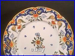 Antique French Faience Hand Painted Rouen Plate c. 1900