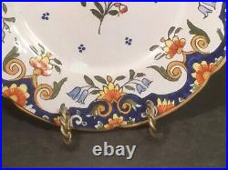 Antique French Faience Hand Painted Rouen Plate c. 1900