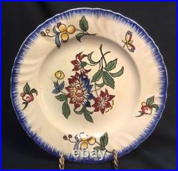 Antique French Faience Handpainted Raised Plate by Longwy Faiencerie c. 1918 +