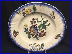 Antique French Faience Handpainted Raised Plate by Longwy Faiencerie c. 1918 +