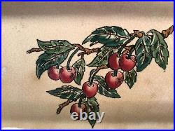 Antique French Faience Hanging Cherries Serving Display Tray by Longwy c. 1920s