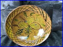 Antique French Faience Harvest bowl Tin Glazed slipware delftware pottery dish N