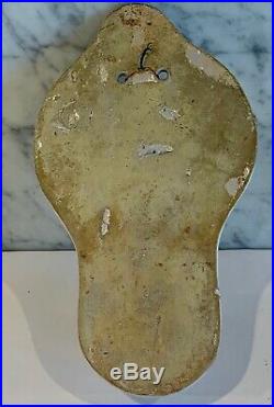 Antique French Faience Heart Handpainted Benetier Holy Water Wall Font 19th C