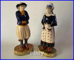 Antique French Faience Henriot Quimper Breton Peasant Man & Woman 9 Figurines