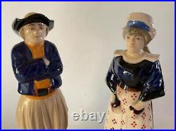 Antique French Faience Henriot Quimper Breton Peasant Man & Woman 9 Figurines