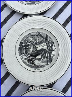 Antique French Faience Hunting Plates c. 1880-1930