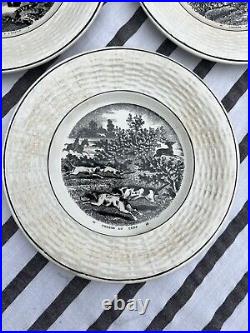 Antique French Faience Hunting Plates c. 1880-1930