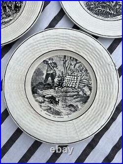 Antique French Faience Hunting Plates c. 1880-1930