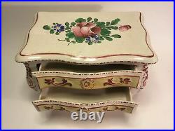 Antique French Faience Jewelry Box Vanity Commode by Henri Chaumeil c. 1920s