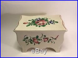 Antique French Faience Jewelry Box Vanity Commode by Henri Chaumeil c. 1920s
