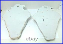 Antique French Faience Leroy Dubois Malicorne Pair Pottery Wall Pocket