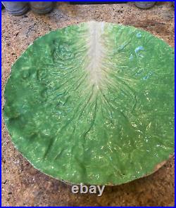 Antique French Faience Lettuce Cabbage Leaf 12 Inch Bowl Majolica E B Napoli