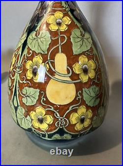 Antique French Faience Luneville Aesthetic 12 Art Pottery Vase