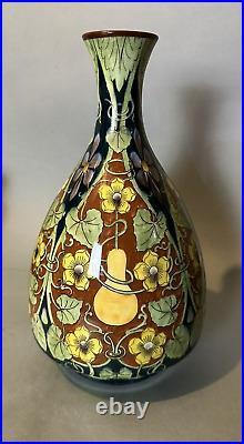 Antique French Faience Luneville Aesthetic 12 Art Pottery Vase