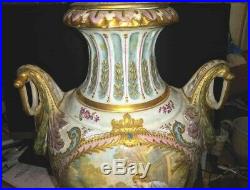 Antique French Faience Majolica Pottery Vauve Perrin Lided Urn, XVIII C