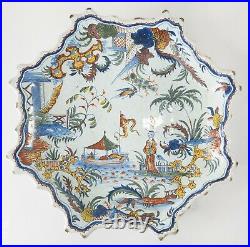 Antique French Faience Majolica Sinceny Rouen Style Chinoiserie Polychrome Plate