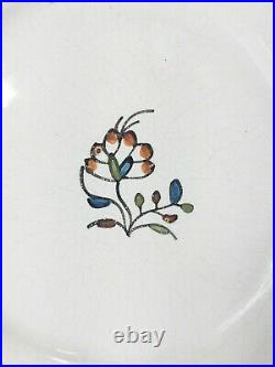 Antique French Faience Majolica White Crackled Polychrome Decorative Plate