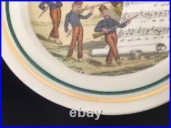 Antique French Faience Musical Plate Set of 4 by Creil & Montreaux c. Late 1800s