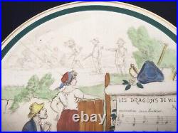 Antique French Faience Musical Plate Set of 4 by Creil & Montreaux c. Late 1800s