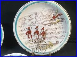 Antique French Faience Musical Plate Set of 5 by Creil & Montreaux c. Late 1800s