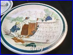 Antique French Faience Musical Plate Set of 5 by Creil & Montreaux c. Late 1800s