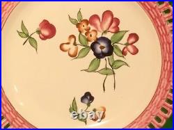 Antique French Faience Pair of Floral Reticulated Plates France c. 1880