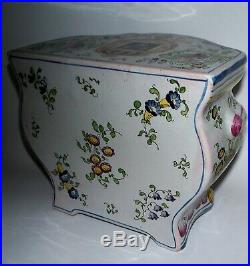 Antique French Faience Paul Hannong mark Jewelry Pottery Chest