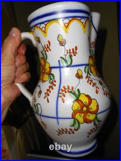 Antique French Faience Pitcher Jug Quimper Faience 1860-1890