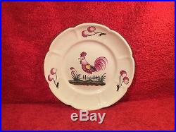 Antique French Faience Plate Hand Painted Rooster Plate c1890-1910