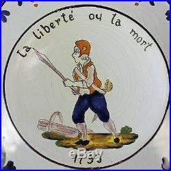 Antique French Faience Plate Malicorne La Liberte ou La Mort