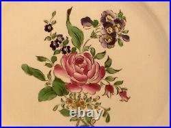 Antique French Faience Plate Rose, Wild Flower Bouquet Faience Luneville