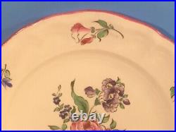 Antique French Faience Plate Rose, Wild Flower Bouquet Faience Luneville France