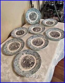 Antique French Faience Plates Set of 8 Napoleon Sarreguemines 7 1/2
