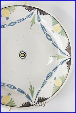Antique French Faience Polychrome Decorative Plate Rouen Quimper
