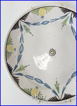 Antique French Faience Polychrome Decorative Plate Rouen Quimper