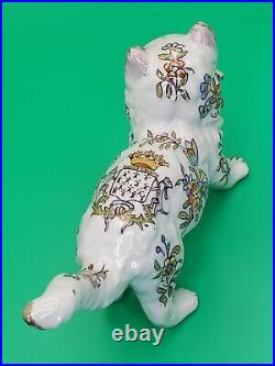 Antique French Faience Pottery Cat Figurine Fourmaintrtaux Freres Desvres France