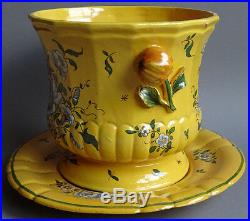 Antique French Faience Pottery Yellow Ground Wine Cooler Marseille Montpellier
