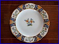 Antique French Faience Rouen Hand Painted charger / tray / cabinet plate 34 cm