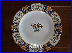 Antique French Faience Rouen Hand Painted charger / tray / cabinet plate 34 cm