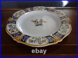 Antique French Faience Rouen Hand Painted charger / tray / cabinet plate 34 cm