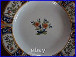 Antique French Faience Rouen Hand Painted charger / tray / cabinet plate 34 cm