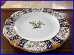 Antique French Faience Rouen Hand Painted charger / tray / cabinet plate 34 cm