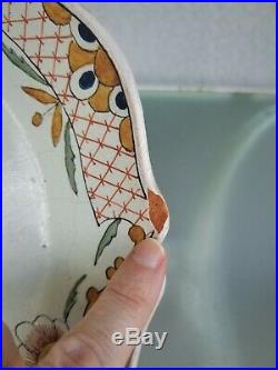 Antique French Faience Rouen Plate Tin Glazed Pottery France Early Signed MC