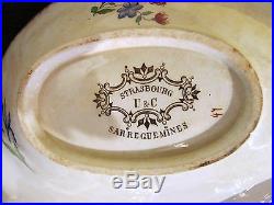 Antique French Faience Sarreguemines Divided Serving Dish 19th Century