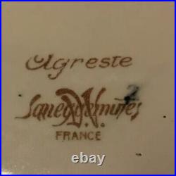 Antique French Faience Sarreguemines Platters (2) Rare 13 Cake & 12+Server